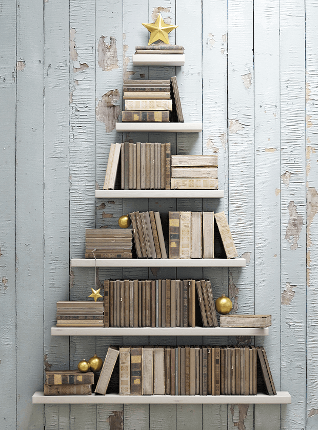 Christmas tree made of books